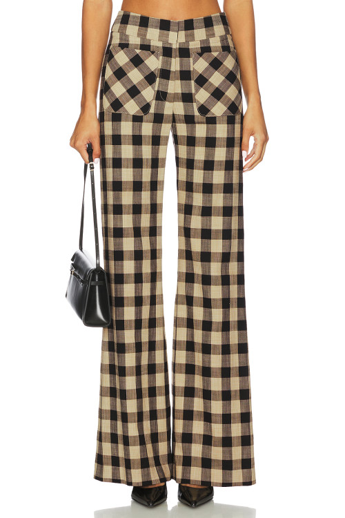 Checkered pattern Luxurious High waisted Slim Formal style Elegant Delicate Woman's Pants