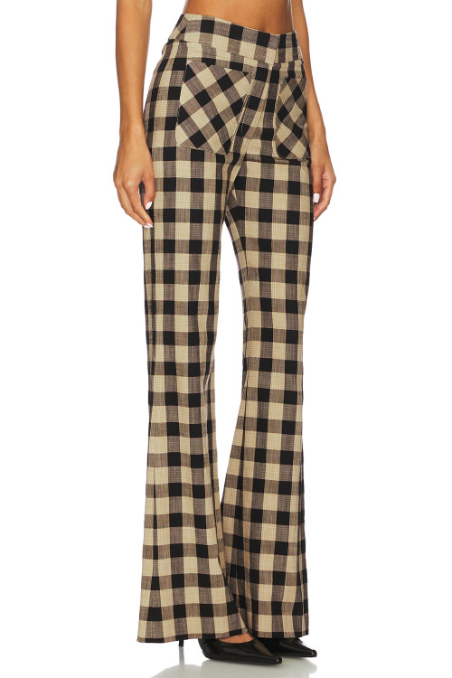 Checkered pattern Luxurious High waisted Slim Formal style Elegant Delicate Woman's Pants