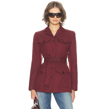 Exquisite Front Pocket Formal style Classical Belt trims Slight V neckline Woman's Fashion Coat