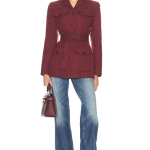 Exquisite Front Pocket Formal style Classical Belt trims Slight V neckline Woman's Fashion Coat