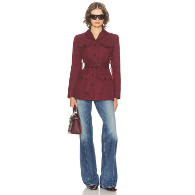 Exquisite Front Pocket Formal style Classical Belt trims Slight V neckline Woman's Fashion Coat