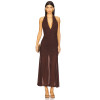 Customized New fashion Halter V neckline Backless Lightweight Sexy Woman's Midi Dress