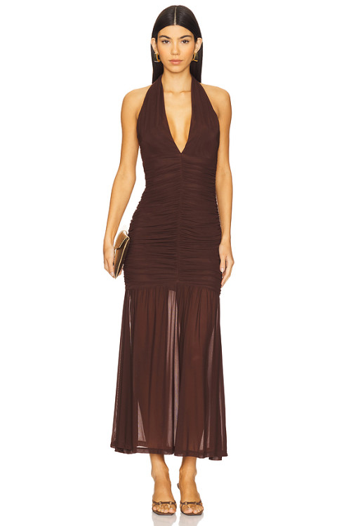 Customized New fashion Halter V neckline Backless Lightweight Sexy Woman's Midi Dress