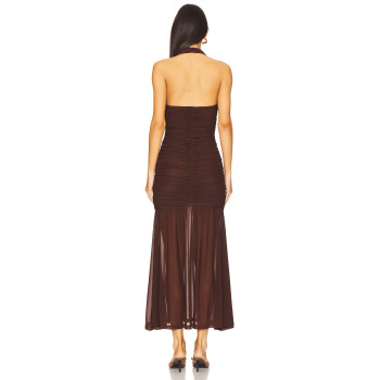 Customized New fashion Halter V neckline Backless Lightweight Sexy Woman's Midi Dress