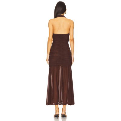 Customized New fashion Halter V neckline Backless Lightweight Sexy Woman's Midi Dress