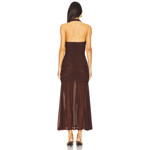 Customized New fashion Halter V neckline Backless Lightweight Sexy Woman's Midi Dress