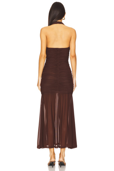 Customized New fashion Halter V neckline Backless Lightweight Sexy Woman's Midi Dress