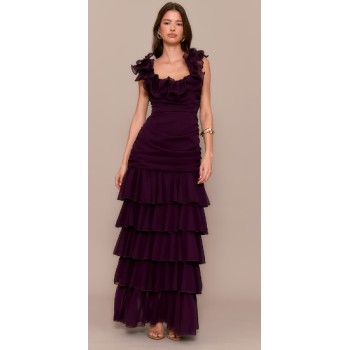 Feminine Ruffled detail Elegant Square neckline Fashion trends Delicate Woman's Long Dress