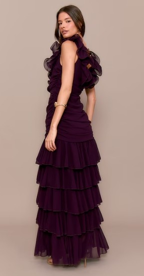 Feminine Ruffled detail Elegant Square neckline Fashion trends Delicate Woman's Long Dress