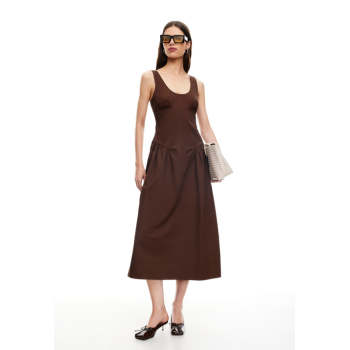 Round neckline Luxurious Exquisite Open back Woman's Fashion Customized Midi Dress