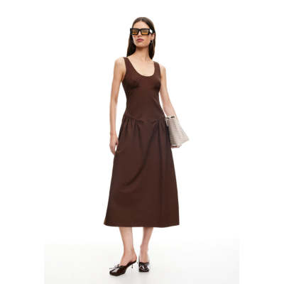 Round neckline Luxurious Exquisite Open back Woman's Fashion Customized Midi Dress