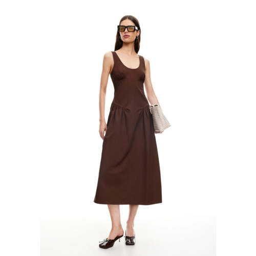 Round neckline Luxurious Exquisite Open back Woman's Fashion Customized Midi Dress