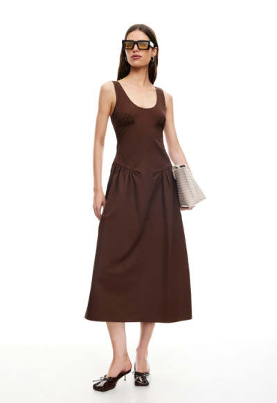 Round neckline Luxurious Exquisite Open back Woman's Fashion Customized Midi Dress