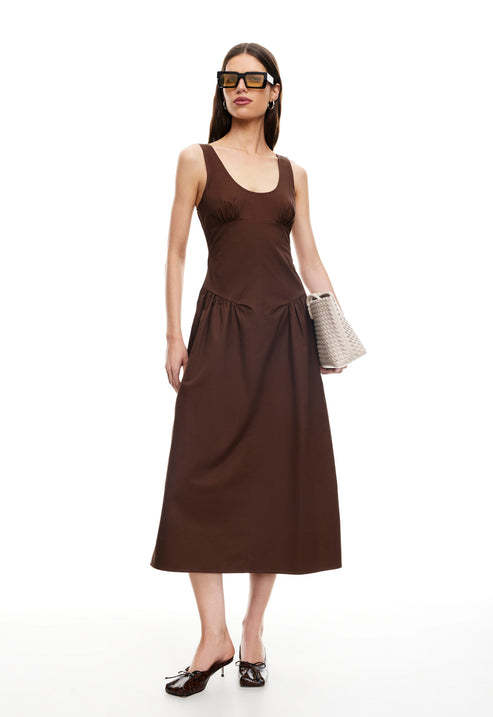 Round neckline Luxurious Exquisite Open back Woman's Fashion Customized Midi Dress