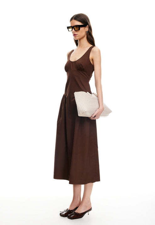 Round neckline Luxurious Exquisite Open back Woman's Fashion Customized Midi Dress