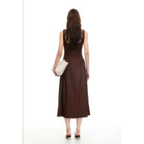 Round neckline Luxurious Exquisite Open back Woman's Fashion Customized Midi Dress