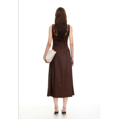 Round neckline Luxurious Exquisite Open back Woman's Fashion Customized Midi Dress
