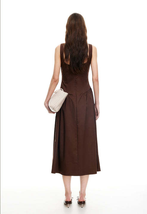 Round neckline Luxurious Exquisite Open back Woman's Fashion Customized Midi Dress