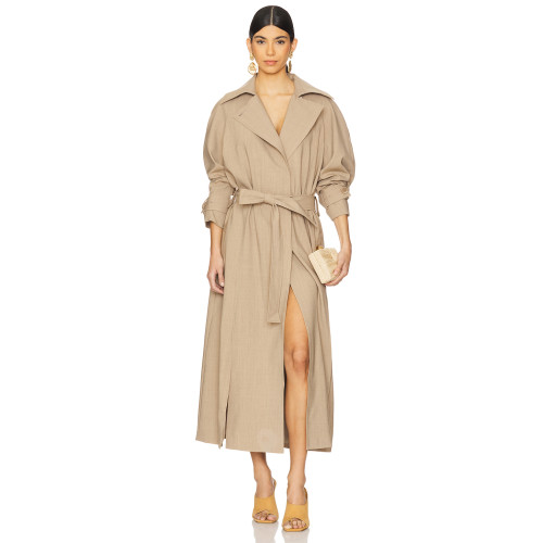 Chic High end Fashionable Exquisite Elegant Wide lapel Belt trims Woman's Trench coat