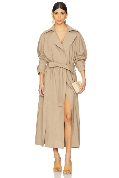 Chic High end Fashionable Exquisite Elegant Wide lapel Belt trims Woman's Trench coat