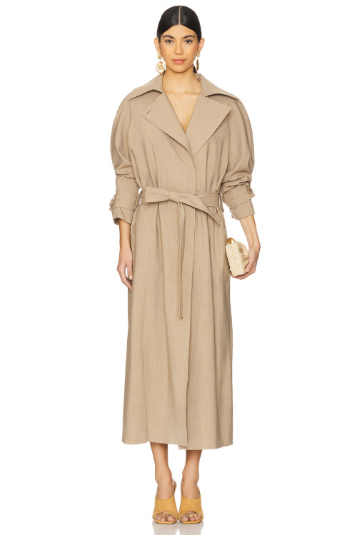 Chic High end Fashionable Exquisite Elegant Wide lapel Belt trims Woman's Trench coat