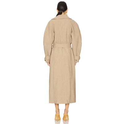 Chic High end Fashionable Exquisite Elegant Wide lapel Belt trims Woman's Trench coat