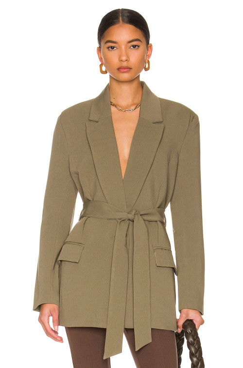 Delicate V neckline Belt trims Elegant Fashionable Exquisite Luxurious Woman's Blazer