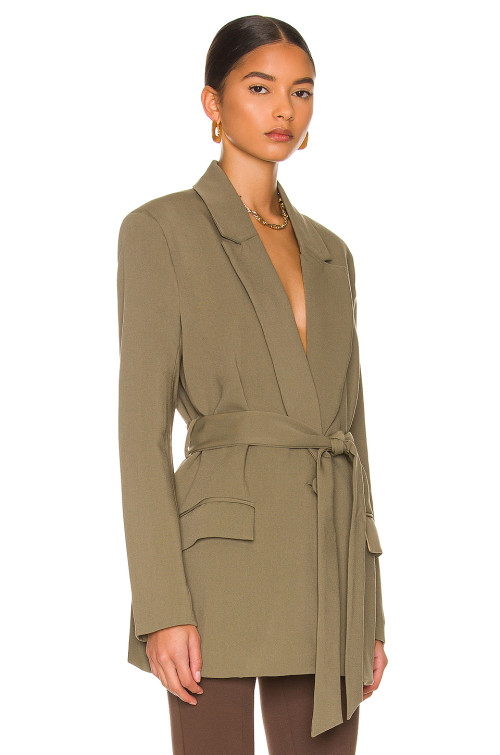 Delicate V neckline Belt trims Elegant Fashionable Exquisite Luxurious Woman's Blazer