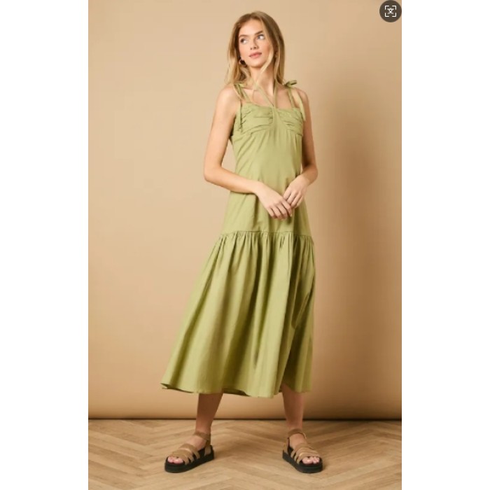 Camisole Open back Sleeveless Halterneck design Delicate Elegance Woman's Midi Dress