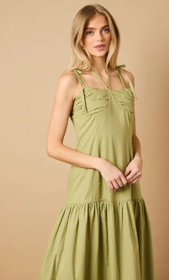 Camisole Open back Sleeveless Halterneck design Delicate Elegance Woman's Midi Dress