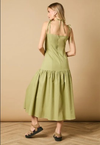 Camisole Open back Sleeveless Halterneck design Delicate Elegance Woman's Midi Dress