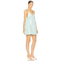 Camisole Sleeveless V neckline Open back Elegance Ruffled details Delicate Woman's Mini Dress