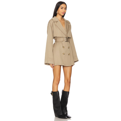 Fashionable Notched lapel Detachable belt Hot sale Elegance Mini Trench coat Dress