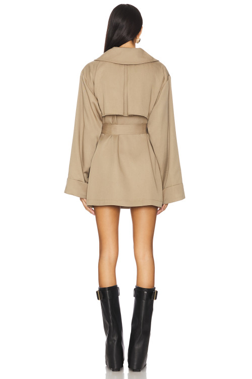 Fashionable Notched lapel Detachable belt Hot sale Elegance Mini Trench coat Dress