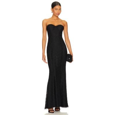Off shoulder Lace trims Feminine Open back Slim Woman's Chic Dress