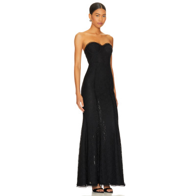 Off shoulder Lace trims Feminine Open back Slim Woman's Chic Dress