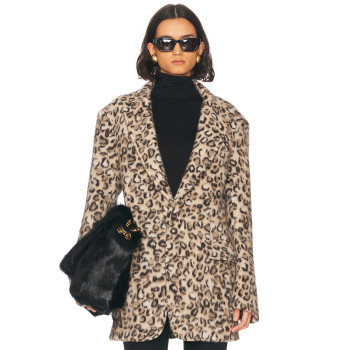 Textured Leopard print Plush Eye catching Chic Elegant Hot sale Fashion Woman's Coats