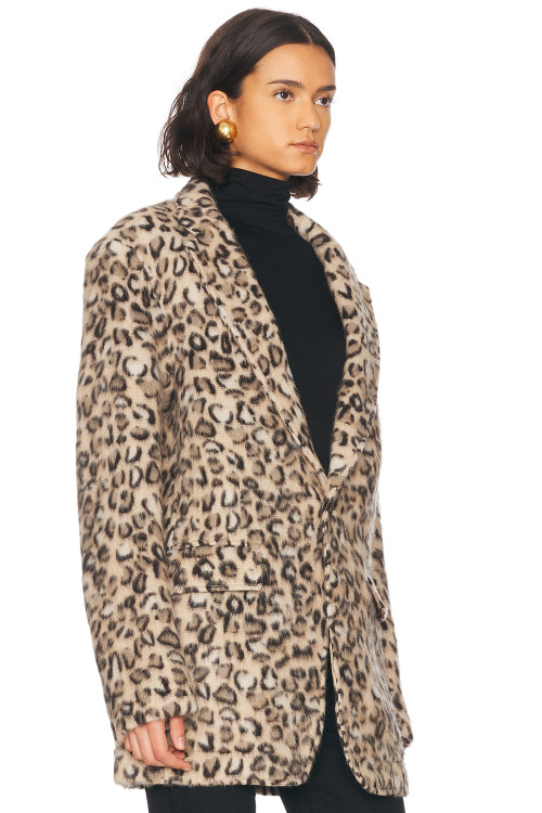 Textured Leopard print Plush Eye catching Chic Elegant Hot sale Fashion Woman's Coats