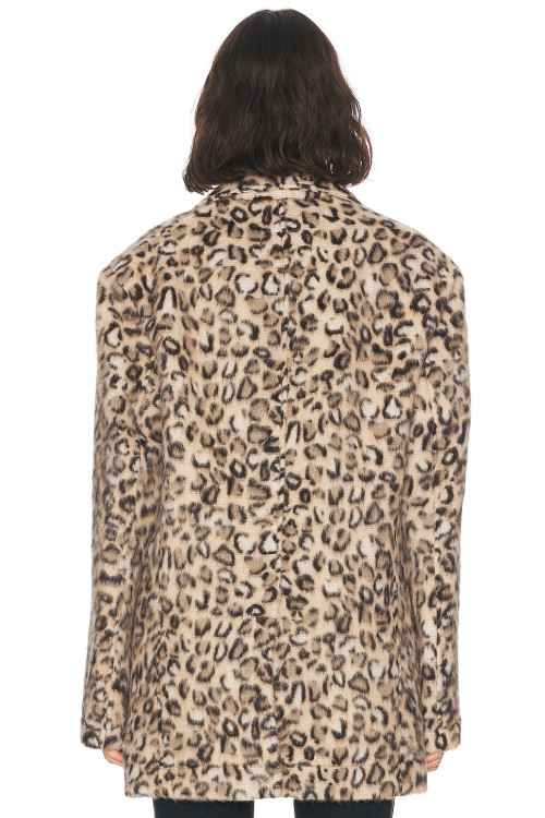 Textured Leopard print Plush Eye catching Chic Elegant Hot sale Fashion Woman's Coats