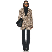 Textured Leopard print Plush Eye catching Chic Elegant Hot sale Fashion Woman's Coats
