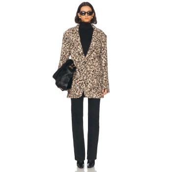 Textured Leopard print Plush Eye catching Chic Elegant Hot sale Fashion Woman's Coats