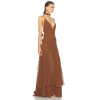 Floral details Flowy Open back Deep V neckline Spaghetti straps Woman's Maxi Dress
