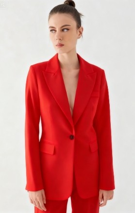Vibrant Formal Office style V neckline Lapel collar Tailored fit Woman's Fashion Blazer