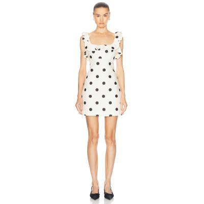 Sleeveless Feminine Playfulness Elegance Polka dots Square neckline Woman's Mini Dress