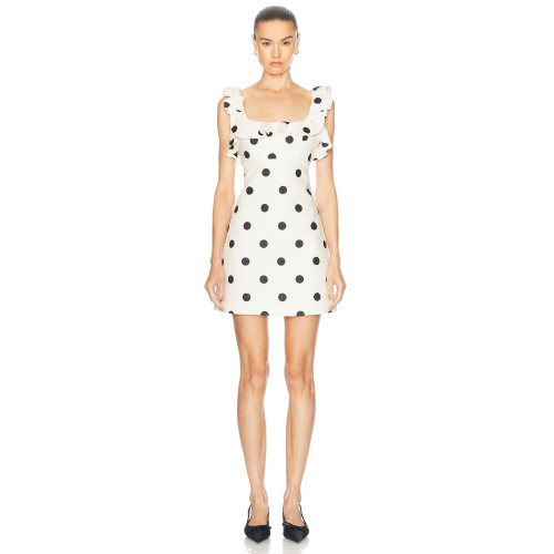 Sleeveless Feminine Playfulness Elegance Polka dots Square neckline Woman's Mini Dress