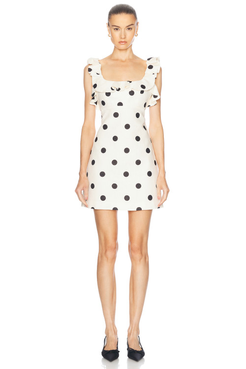 Sleeveless Feminine Playfulness Elegance Polka dots Square neckline Woman's Mini Dress