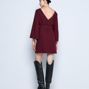 Beautiful High quality Elegant High quality V back Long sleeves Woman's Mini Dress