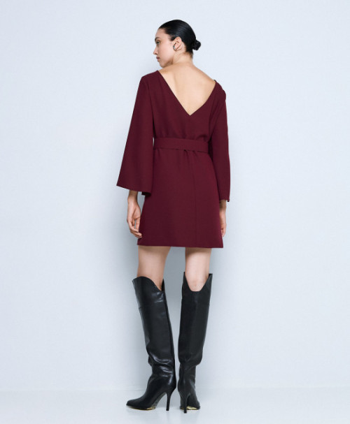 Beautiful High quality Elegant High quality V back Long sleeves Woman's Mini Dress