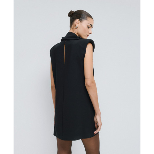 Draped High neckline Classic Formal Business style Sleeveless Hot sale Woman's Mini Dress