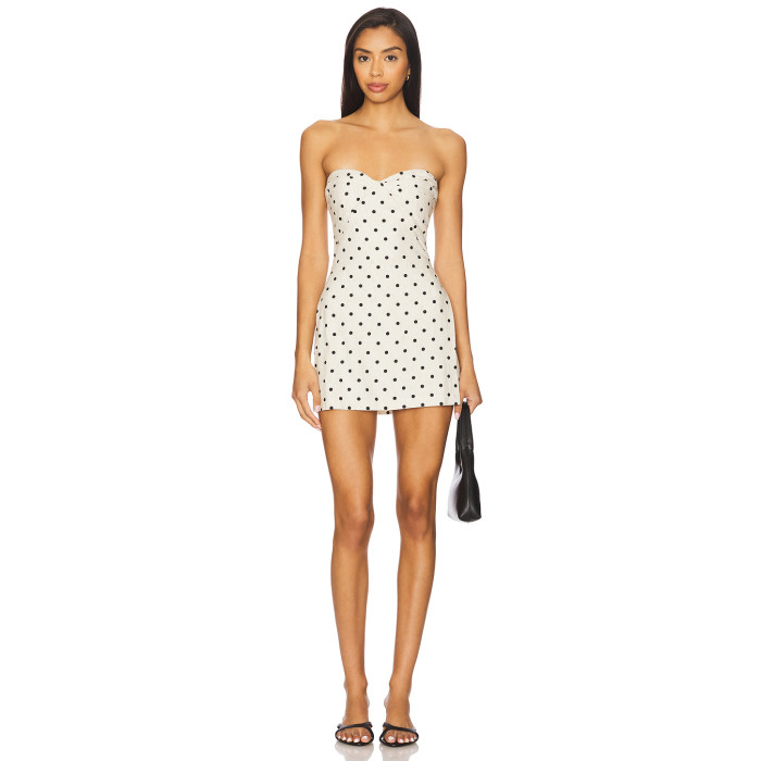 Sweetheart Neckline Strapless Polka Dot Off shoulder Hot Sale Woman's Mini Dress